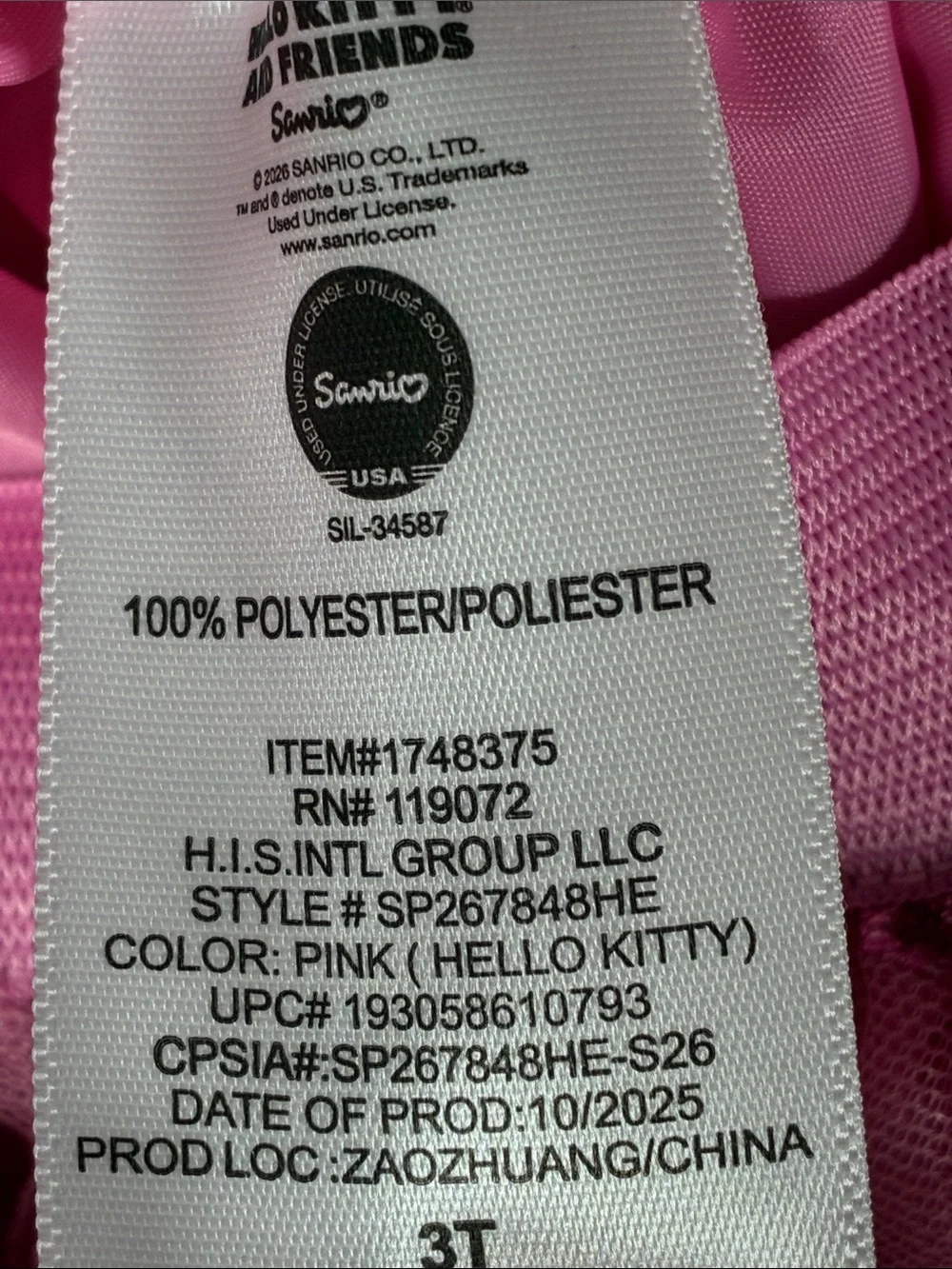 Hello Kitty Pink Hooded Jacket with Pink Tutu Set Size 3T